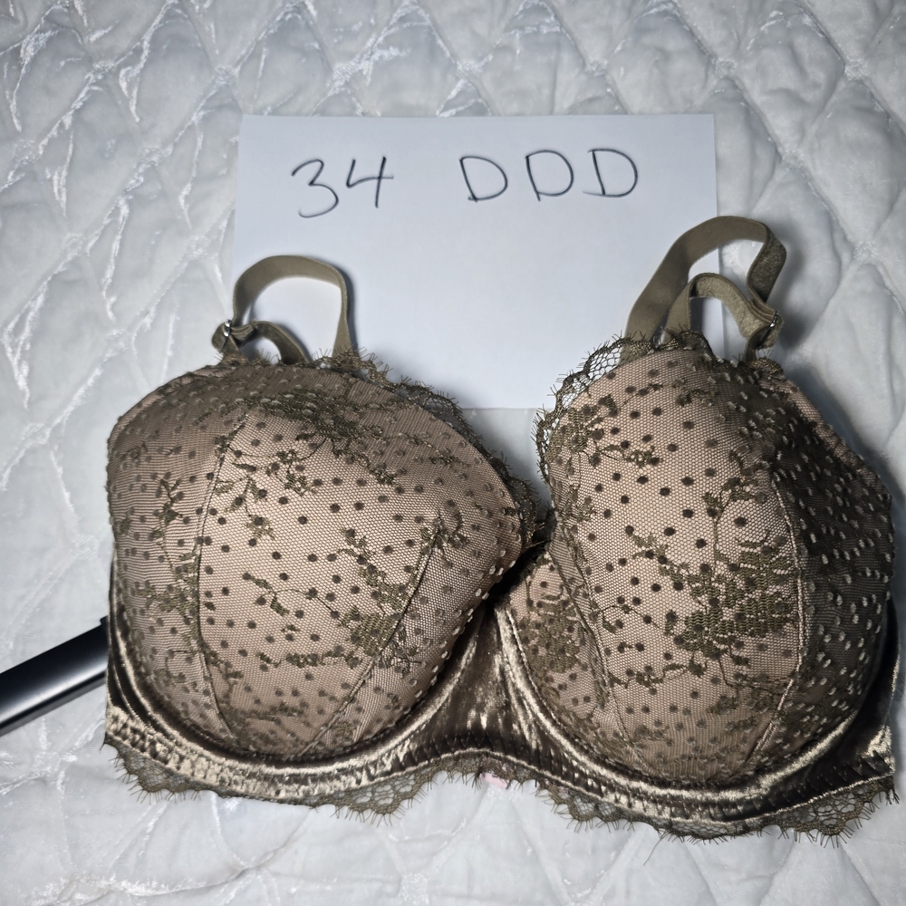 Victoria's Secret Embroidered Lace Bra in Gold and Brown - Picture 3 of 4
